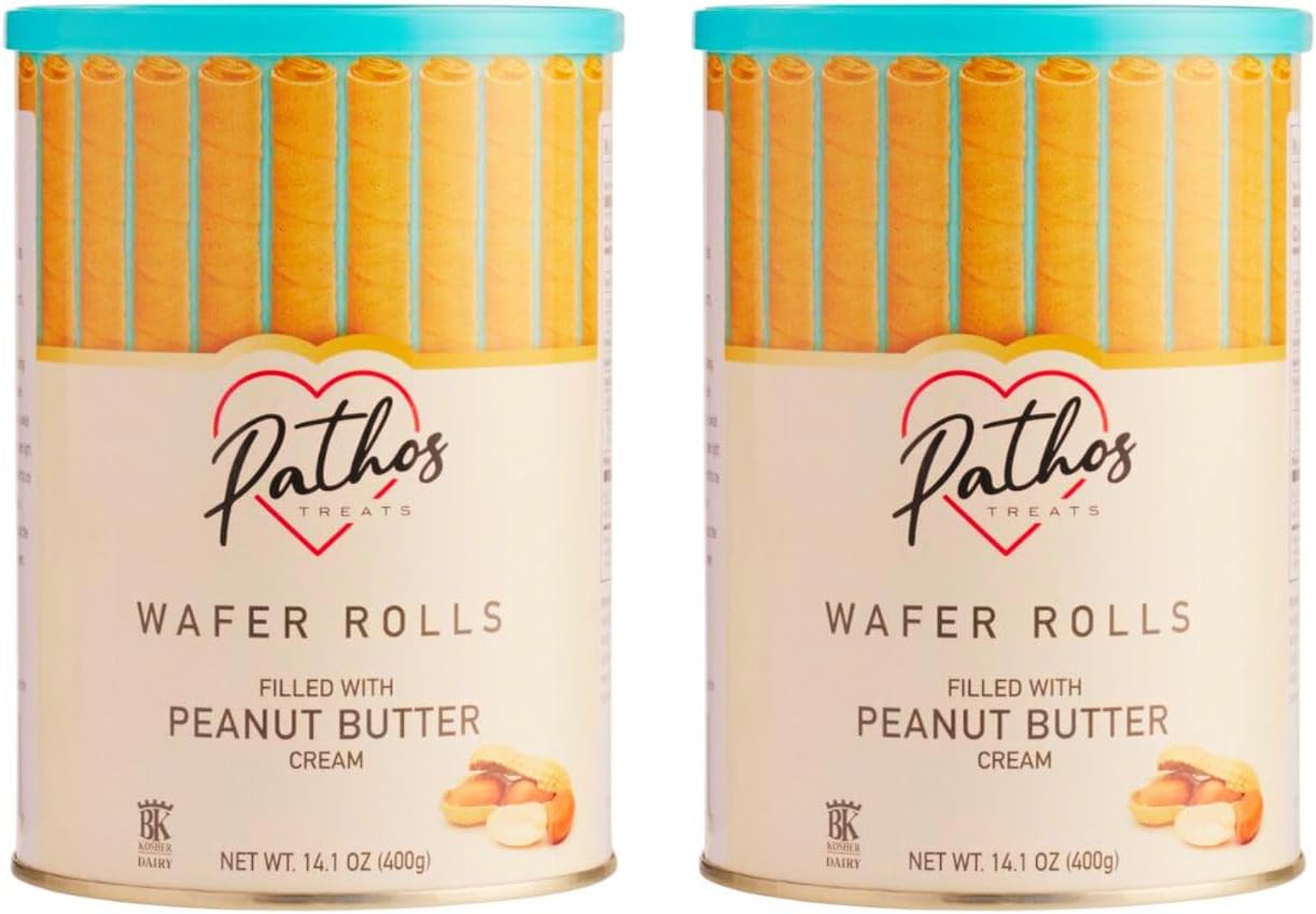 2 Pack Wafer Rolls - 2 X Peanut Butter Filled Wafer Rolls | Delicious Crispy Rolls | 2 X 400g | Luscious Cream Filling | Gift For All Occasions | Sweet Treat Snack