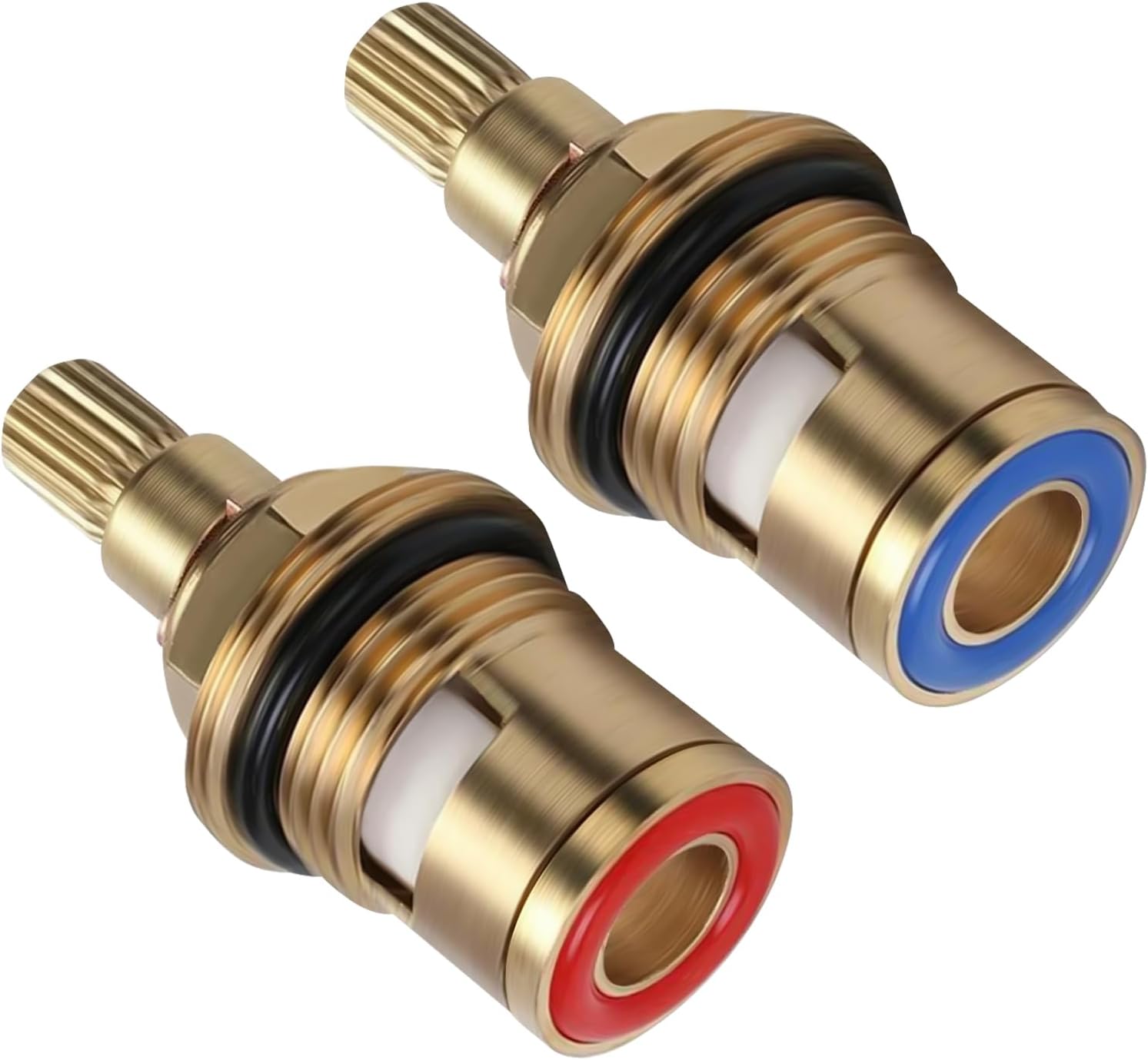 Replacement Brass Ceramic Disc Tap Valve Insert Gland Cartridge Quarter Turn, Tap Cartridge Replacement,Tap Cartridges,Tap Glands Seals Repair Kit G1/2" for Bathroom Kitchen Tap (1 Pair Hot & Cold)