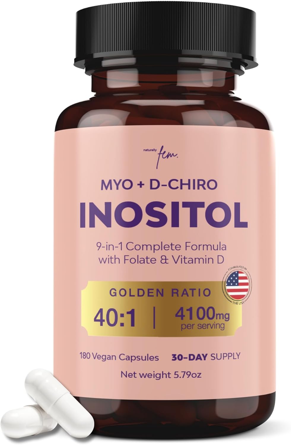 QSTA Myo-Inositol & D-Chiro Inositol Supplement for Women 4100mg (40:1 Ratio) – 9-in-1 Hormonal & Metabolic Support with Folate, Vitamin B6, B12, D3, Zinc & Chromium