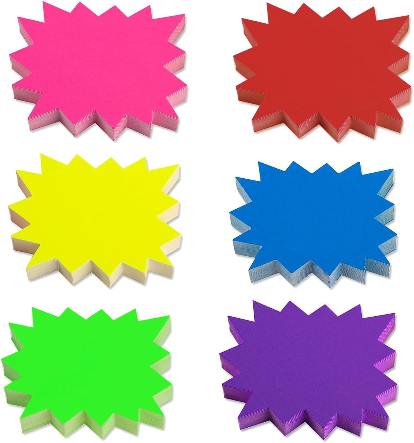 300PCS Fluorescent Starburst Sale Signs, 9 x 7cm Blank Star Shape Signs Star Burst Retail Price Tags for Retail Sale Supplies Pricing Labels (6 Colors)