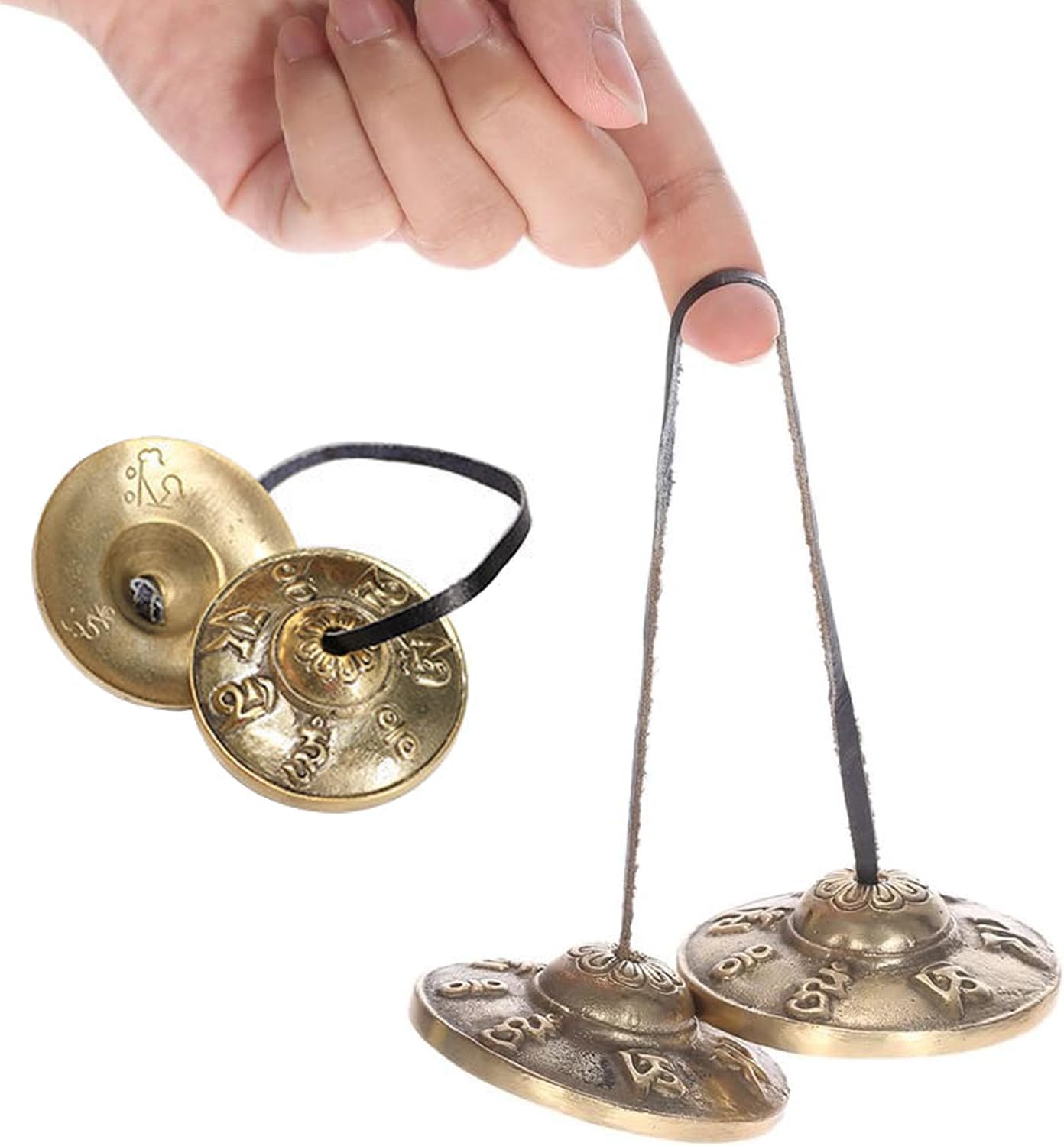 Norhogo 1pcs Tibetan Tingsha Cymbals Bells, Handcrafted Tibetan Meditation with Buddhist Symbols, Yoga Meditation Chimes, 2.6in/6.5cm