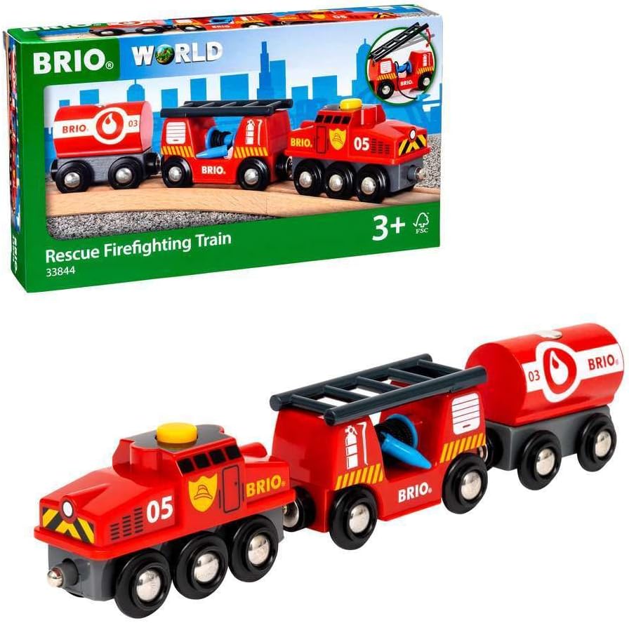 BRIO World Fire & Rescue Rescue Fire Toy Train for Kids Age 3 Years Up