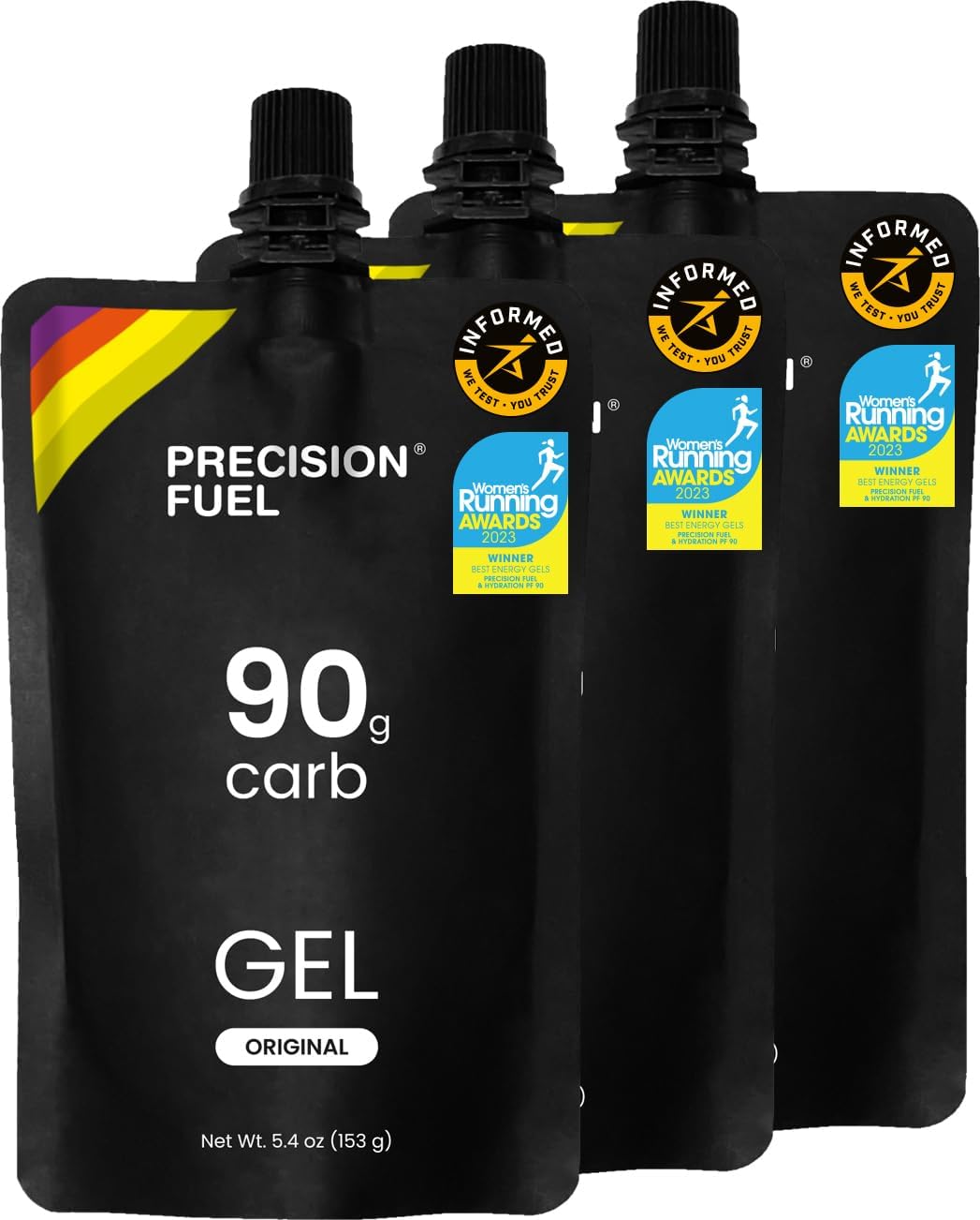 Precision Fuel 90 Energy Gels - Mild Flavour Running for Endurance Athletes 90g Carbohydrate Easy-to-Digest Perfect & Long-Duration Sports (153g (3 Gels))