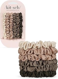Kitsch Satin Hair Scrunchies for Women, Softer Than Silk Scrunchies for Hair | Satin Scrunchies for Girls | Satin Hair Ties for Women, Silk Hair Ties No Damage, Silk Ponytail Holders, 6pcs Eucalyptus