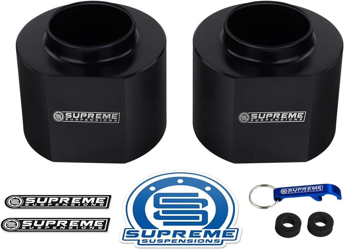 Supreme Suspensions - 3 Inch Front Leveling Kit for 1984-2001 Cherokee XJ & 1993-1998 Grand Cherokee ZJ 2-Piece Set of High-Density Delrin Spring Spacers Lift Kit - Mystery Box Included with Purchase