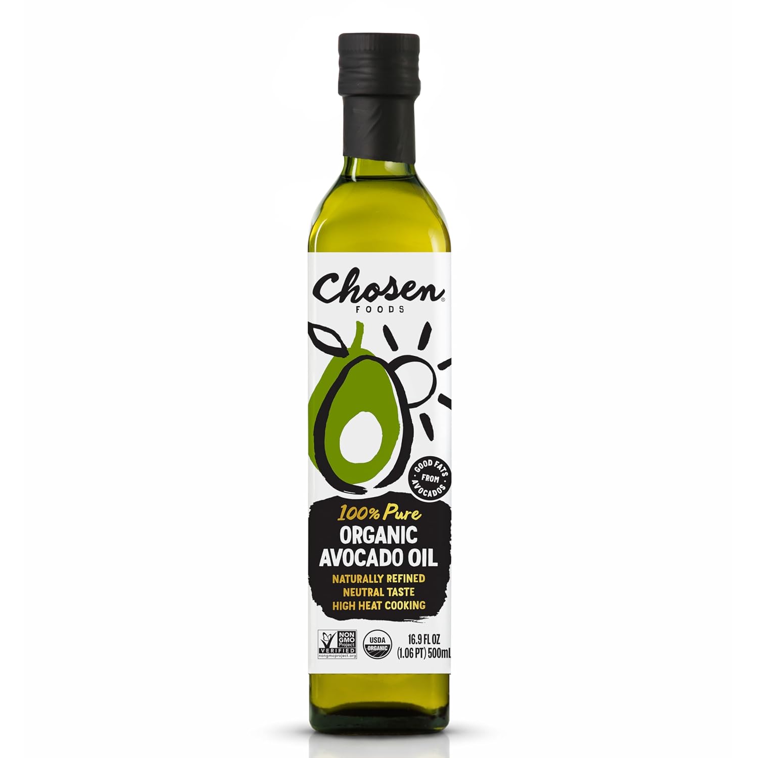 Chosen Foods Organic Avocado Oil for Cooking, 16.9 Fl Oz (Pack Of 1)
