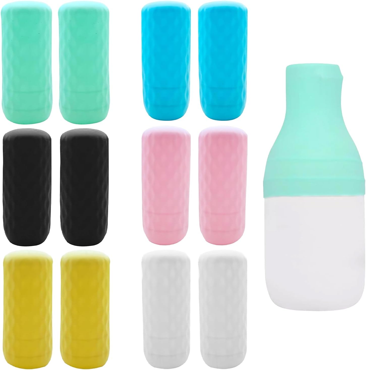 RANYAKE 12PCS Elastic Sleeves for Leak Proofing Silicone,Silicone Travel Sleeves For Toiletries,Reusable Silicone Locks Proof Bottle Covers,Leakproof Sleeve for Travel Toiletries Containers