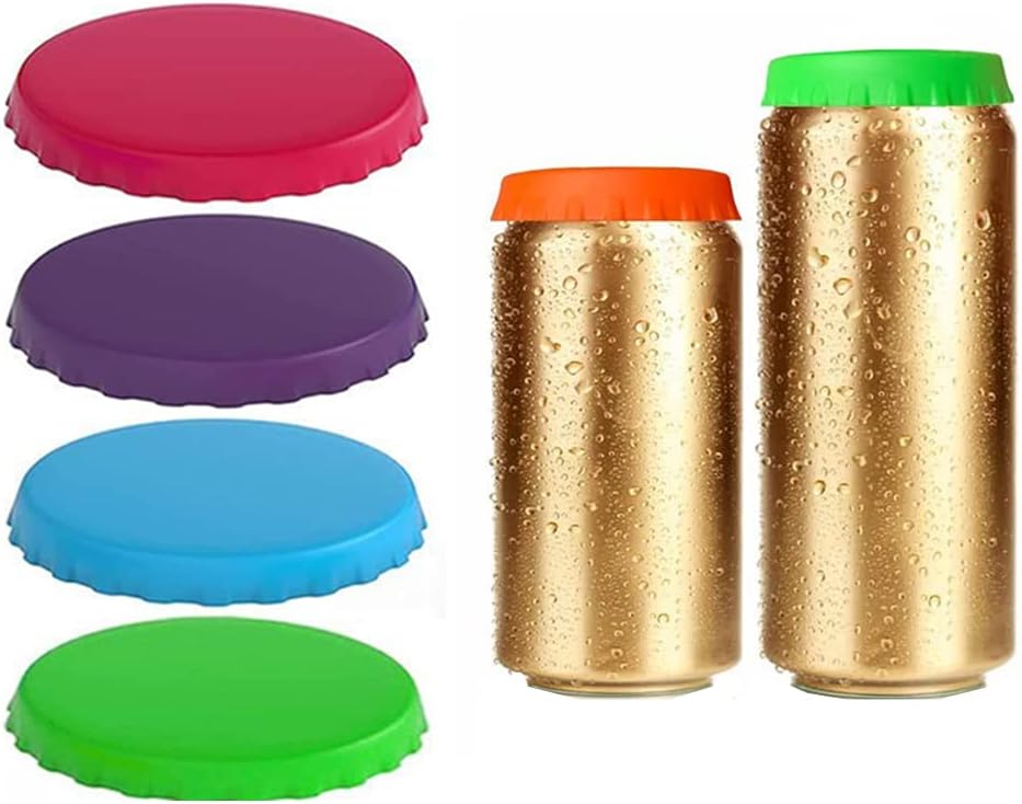 4 PCS Can Lids for Fizzy Drinks | Silicone Sealer Cap | Dustproof Can Cover | Leak-Proof Drink Savers | Reusable Soda Can Covers | Spillproof Drink Covers for Beach, Camping, Fishing, Can Lids for Tins