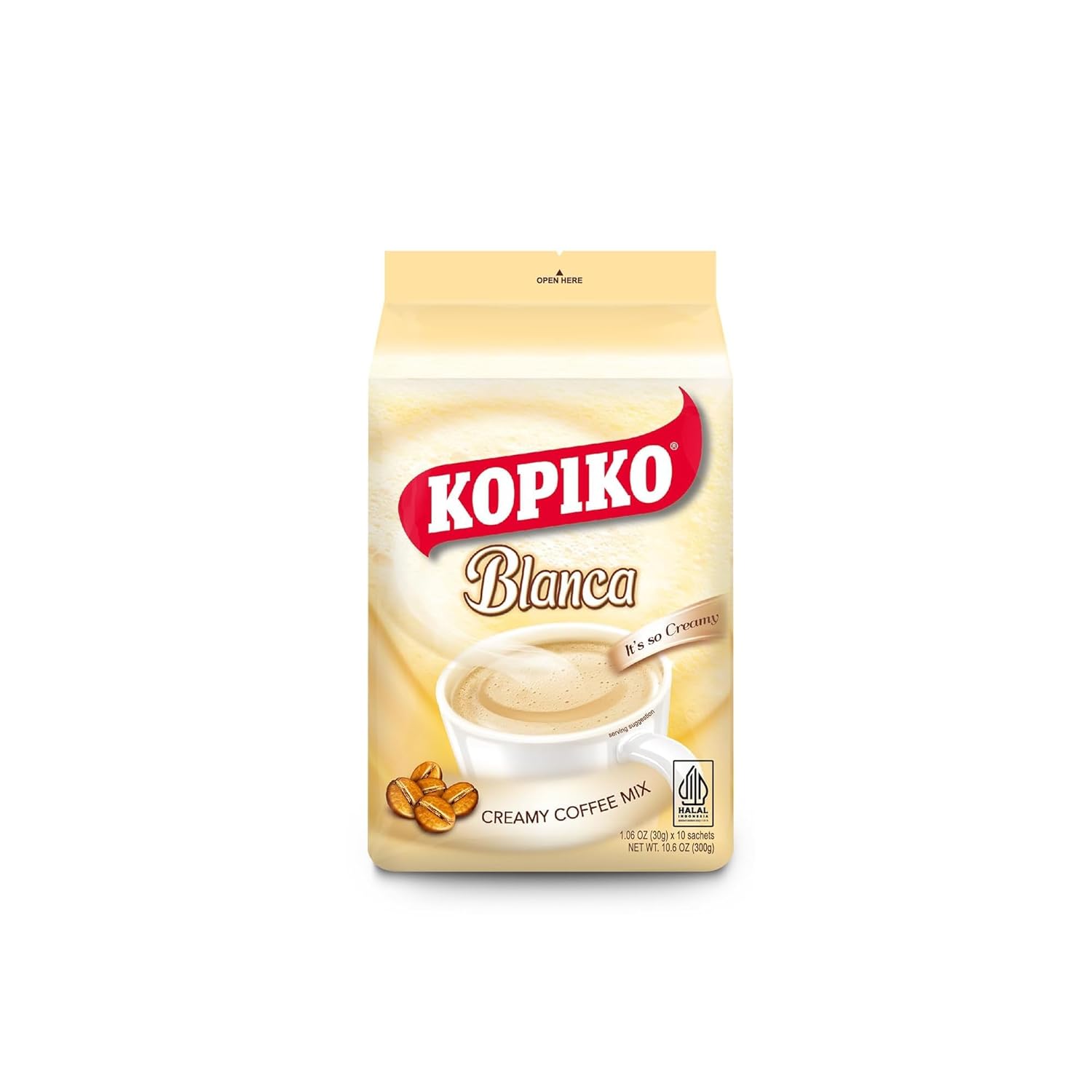 Kopiko Blanca Instant Coffee Mix – Authentic Indonesian Volcanic Coffee – Delicious Creamy Instant Coffee with Tempting Aroma (1.06 OZ/30gr x 10 Coffee Sticks)