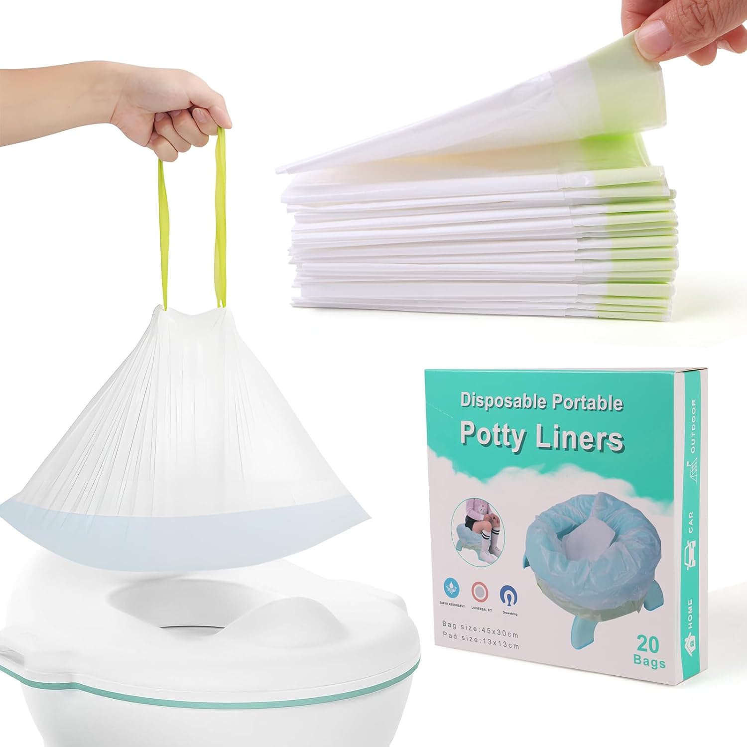 Baby Potty Liners Compatible with Frida,Super-Absorbent Baby Potty Liners Disposable Compatible with Frida,Baby Potty Liners Replacement with Pads Fits for Frida,20 Count