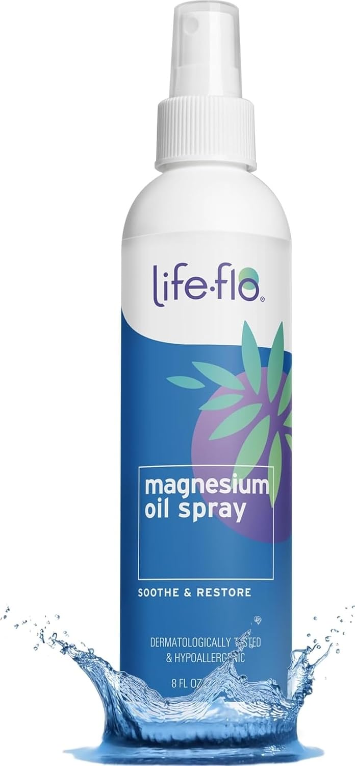 LIFE-FLO Magnesium Oil Spray, 8 fl oz | Soothes Muscles & Joints, Concentrated Zechstein Magnesium Chloride, Body, Feet & Bath Oil, Hypoallergenic