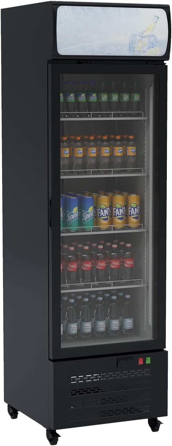 Commercial Merchandiser Refrigerator with Glass Door, 11.5 Cu.Ft Merchandiser Beverage Refrigerators Fridge, Upright Beverage Cooler, Soft Led Light, Adjustable Shelves, Black