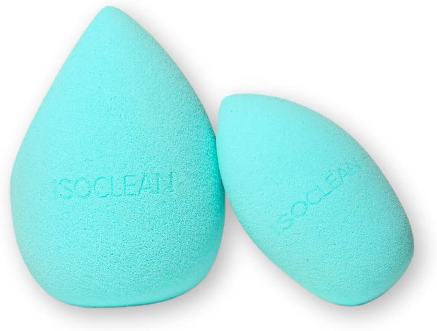 ISOCLEAN Cosmetic Makeup Sponge DUO, Beauty Sponge Set for Makeup Application of Liquid Foundation, Concealer, Blush, Cream & Powder, Small and Large Teardrop Shape Blender for Contouring - Aqua