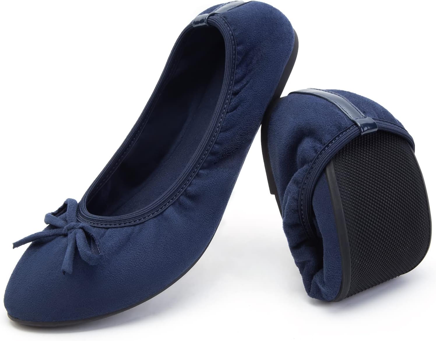 Greatonu Women's Elastic Foldable Portable Pumps Bow-Tie Ballet Ballerina Flats Dolly Shoes