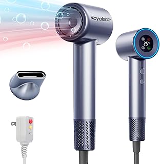Hair Dryer, 150000 RPM Professional High Speed Blow Dryer Negative Ionic Care Hair Dryer for Fast Drying, Low Noise, HD Display Hairdryer for Curly Straightener, Thermo-Control Hairdryer with Nozzle