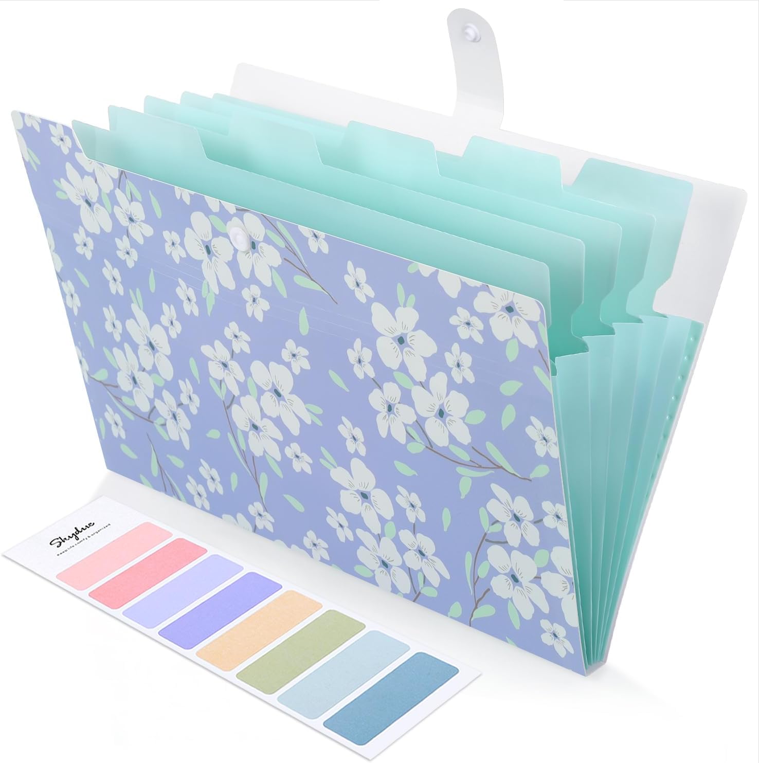 SKYDUE Expanding File Folder with 6 Pockets, Floral Accordion File Organizer for Important Document, Expandable Receipt Paper Holder, School Office Supplies Purple
