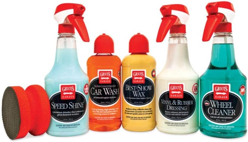 Griot's Garage Starter Car Care Kit, Vehicle Detailing Set, Includes Car Wash, Wax, Vehicle Detailer, Wheel Cleaner, Clay Bar, Vinyl and Rubber Dressing, 11131