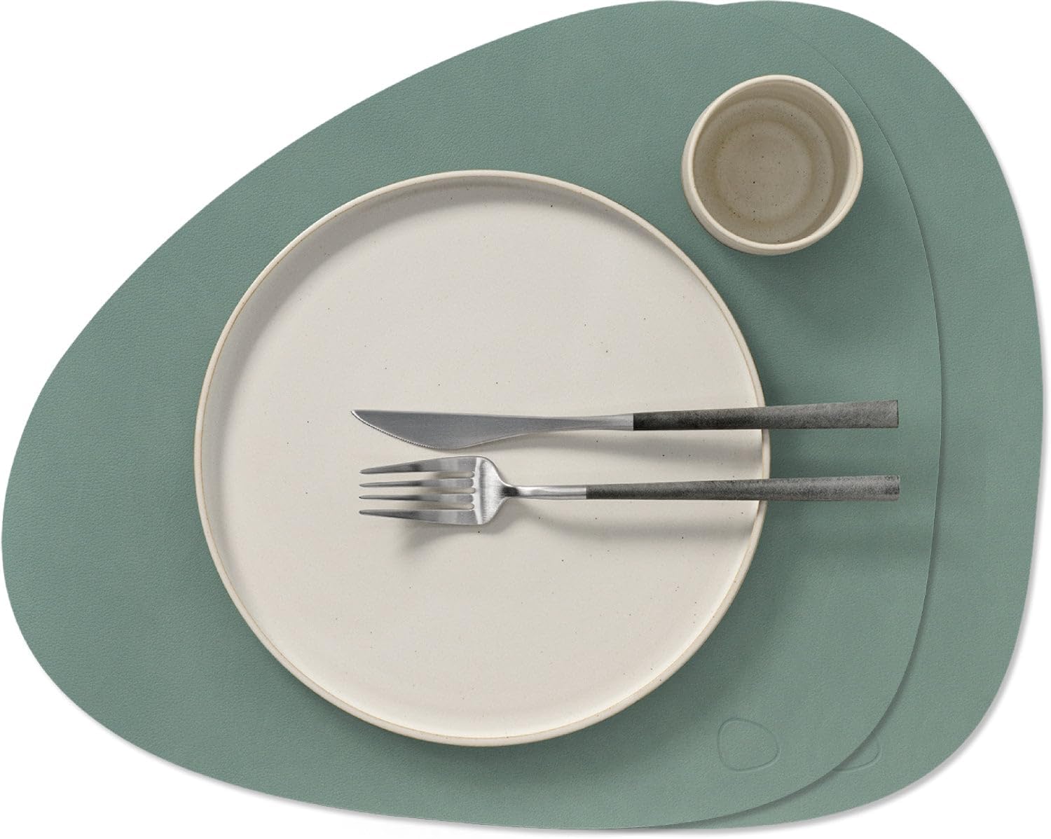 LIND DNA Nupo Placemats Leather Pastel Green Curved 44 x 37 cm Set of 2