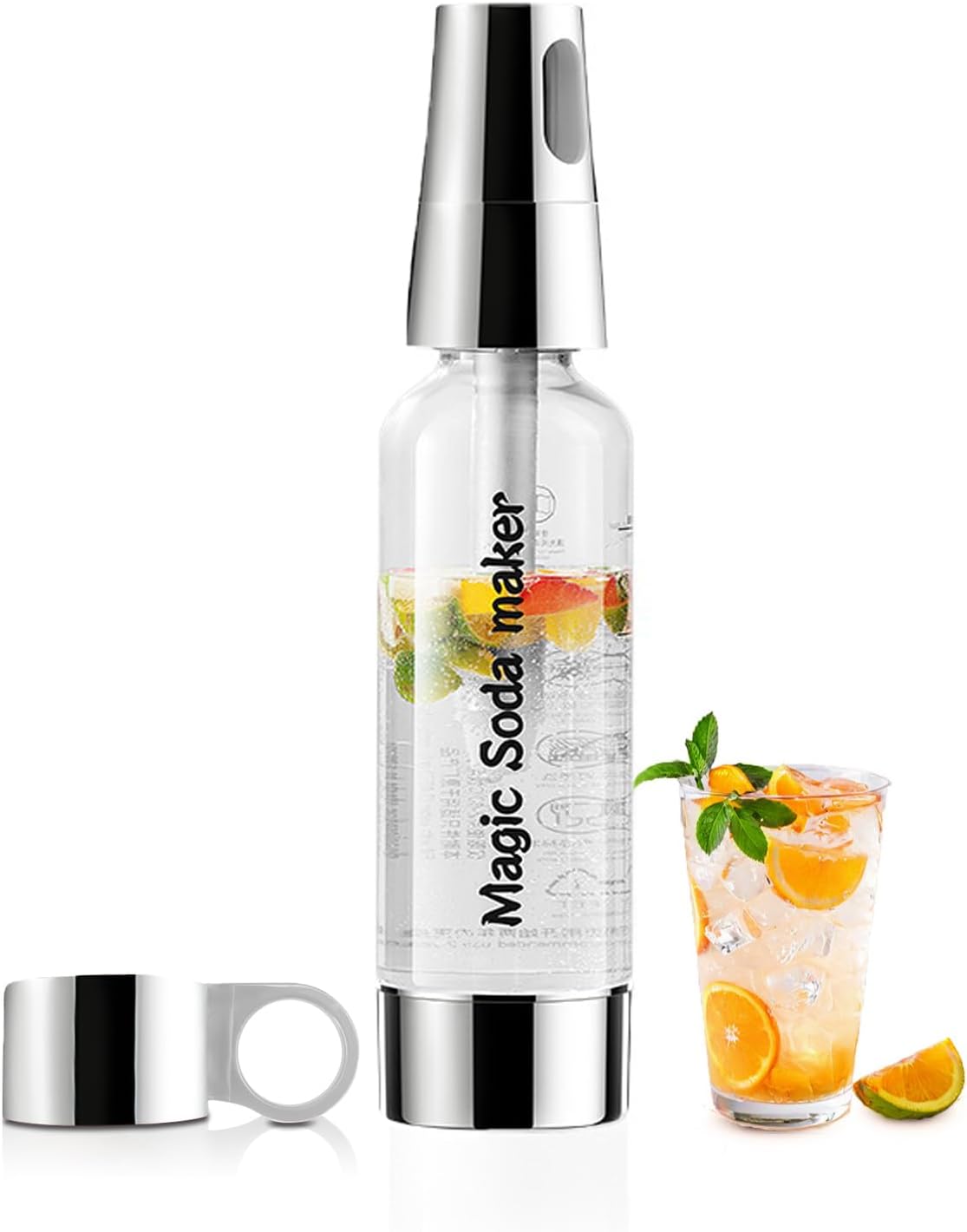 Soda Siphon 1L,Portable Sparkling Water Maker,Compact Carbonated Water Machine for Flavored Drinks Reusable Beverages Machine Kit,Travel Soda Machine for Home & Outdoor