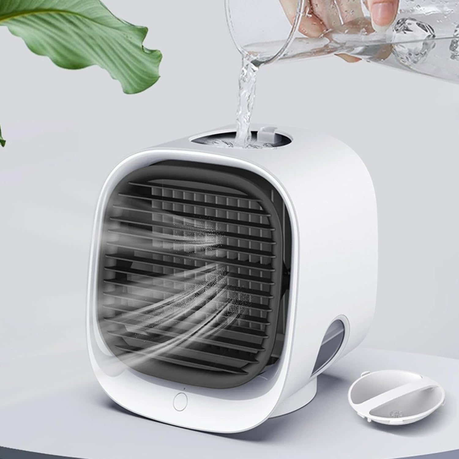 NuraBreeze Fan, NutraBreeze Cooling System, NuraBreeze Air Conditioner, Mini Portable Cooler, LilCooler with 3 Cool Speeds, 7 Color Lights, Instant Cooling, Humidifier & Quiet Operation (White)