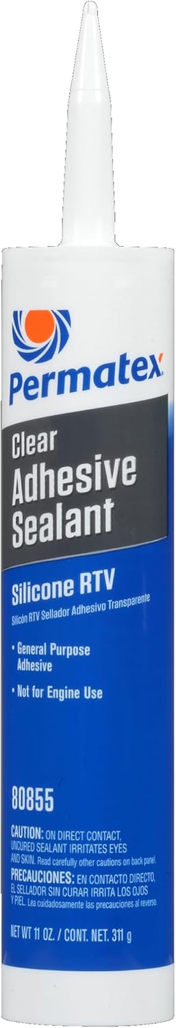 Permatex 80855 Clear RTV Silicone Adhesive Sealant, Waterproof, 11 oz.