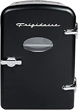 Frigidaire Retro Mini Personal Fridge Cooler, Holds up to 9 Cans, Portable for Car, Office, Bedroom, Dorm Room, or Cabin, Includes 110V AC and 12V DC cords - 11.8"D x 7.1"W x 10.1"H, Black