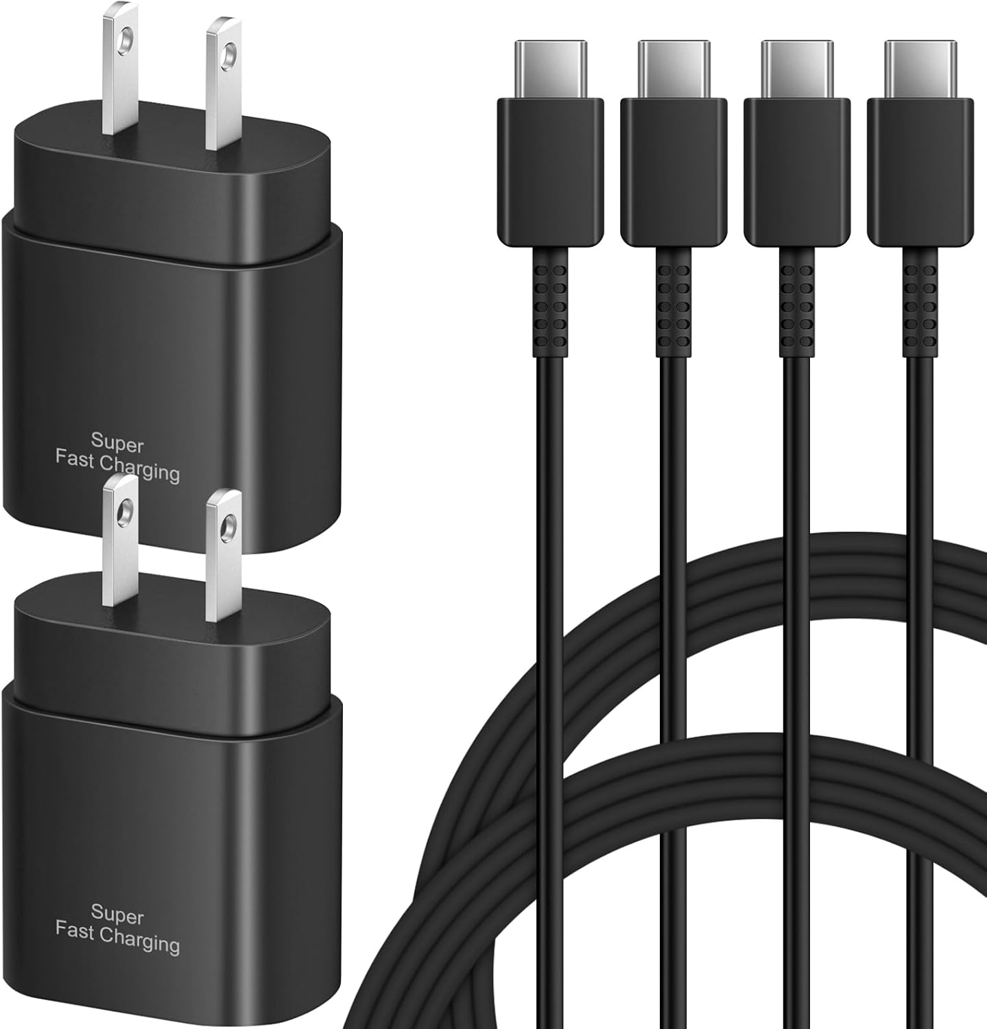 Type C Charger Fast Charging for Samsung - 25W USB C Charger Block, Android Phone Wall Charging with 6Ft Type C to C Cable for Galaxy S25 Ultra/S25/S25+/S24 Ultra/S24/S24+/S23/S22/Note 20 (Black)