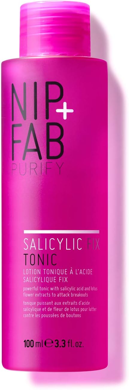 Nip + Fab Salicylic Acid Fix Tonic for Face with Witch Hazel, Lotus Flower Extract BHA Toner for Breakouts Minimize Pores Oil Control, 100ml