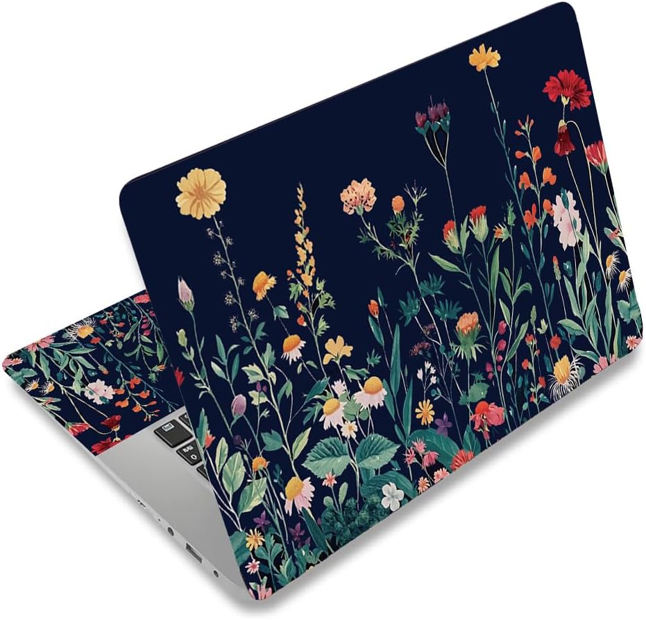 PLIGREAT 3 Pcs Laptop Skin Stickers Vinyl Decals for PC Notebook Laptops Keyboard Cover Laptop Case Protector Films Decorative Laptop Sticker Waterproof Removable Green Plants Flowers Laptop Decals