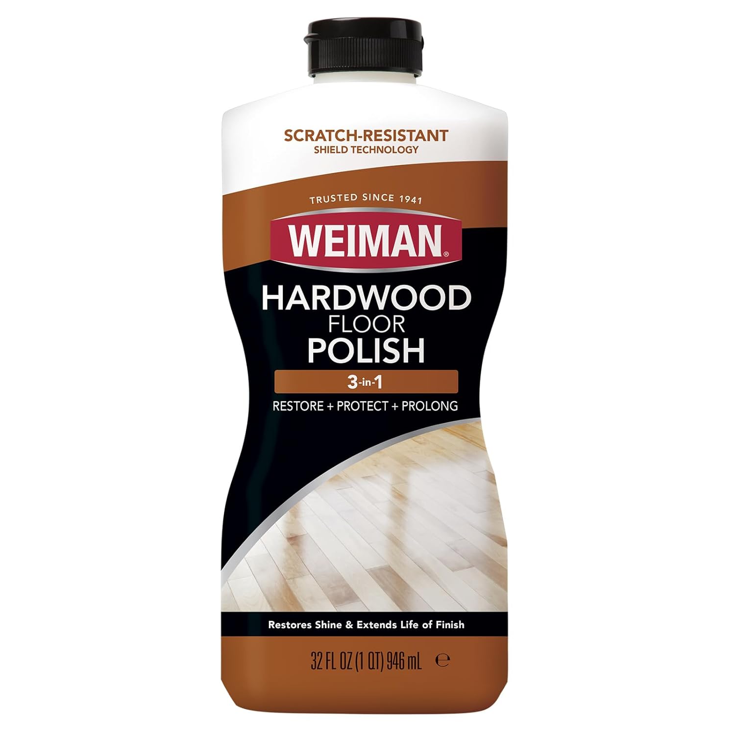 Weiman High-Traffic Hardwood Floor Polish and Restorer - Natural Shine, Removes Scratches, Leaves Protective Layer 32 fl. oz