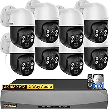 OOSSXX (4K/8.0 Megapixel & PTZ Digital Zoom) 2-Way Audio PoE Outdoor Camera Home Security Camera System Wired Outdoor Video Surveillance IP Camera System