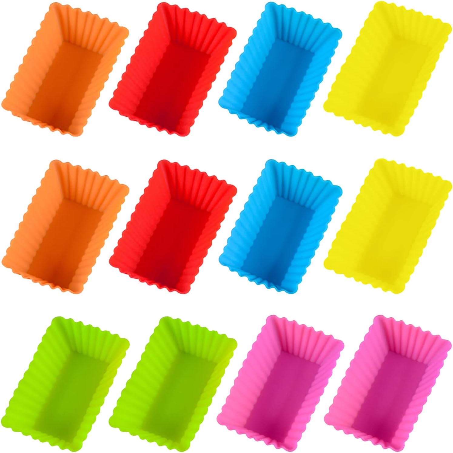 BAIWANLHC 12 Pcs Silicone Muffin Cases Reusable Muffin Baking Cups NonStick Silicone Baking Trays for Cakes Ice Creams Puddings Jelly