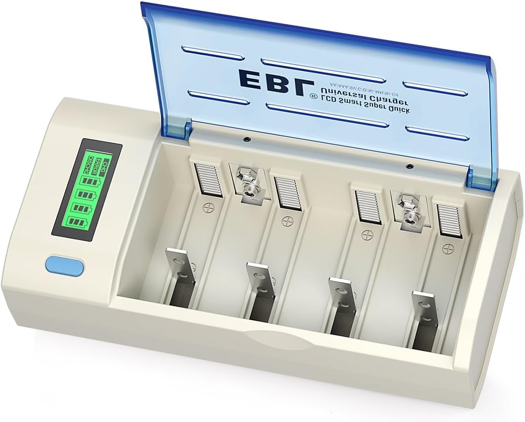 LCD Universal Battery Charger with Discharge Function for AA, AAA, C, D Ni-MH Ni-CD Rechargeable Batteries