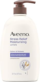 Aveeno Stress Relief Moisturizing Body Lotion with Lavender Scent, to help you feel Calm and Relaxed, Hydrating Body Lotion for Dry Skin, 33 FL OZ