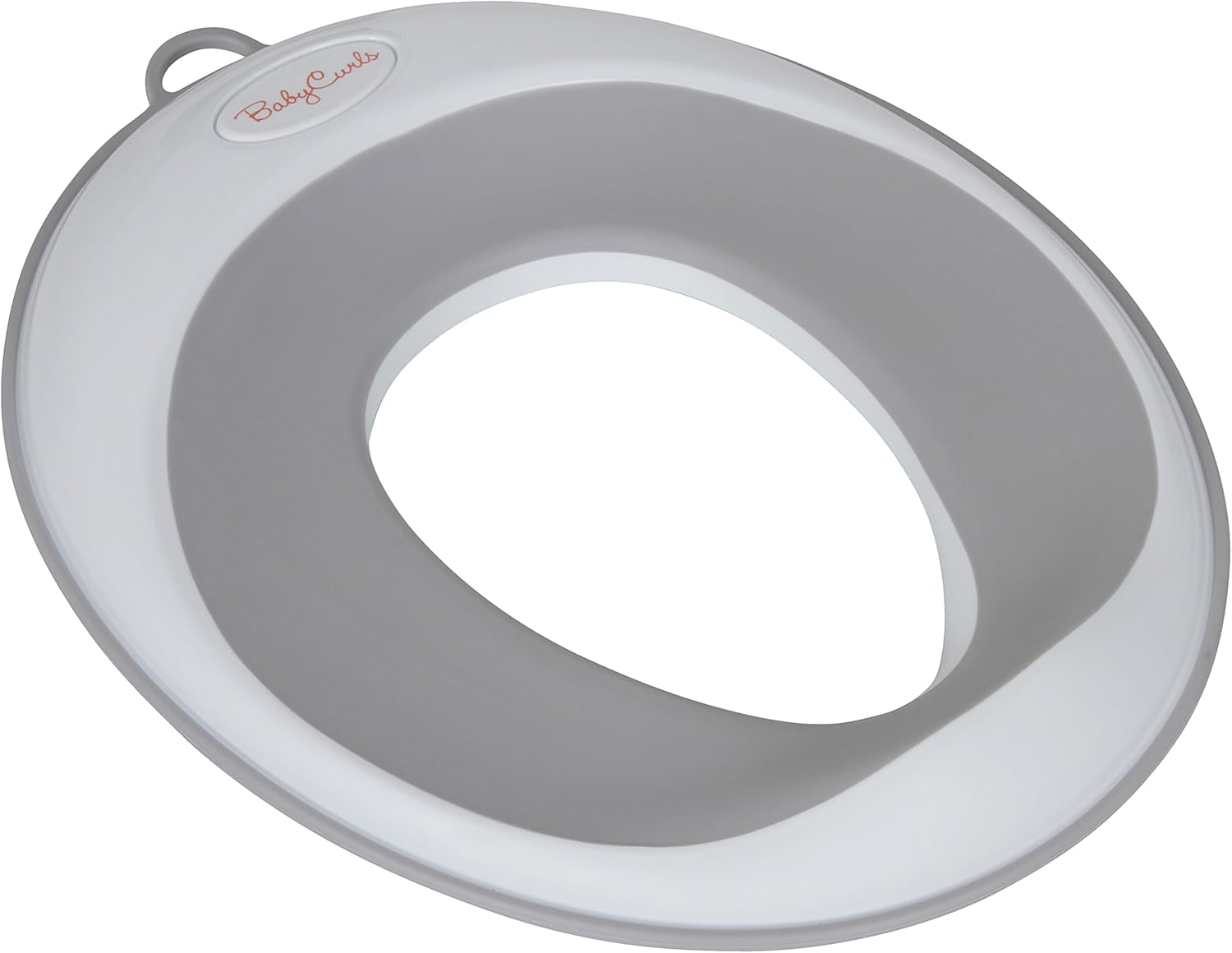 Babycurls Toilet Training Seat Kids Non Slip with Splash Guard Fits Oval & Round Toilets White/Grey for Safe Toddler Loo Potty Training in The Bathroom and Home