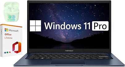 ASUS 14" FHD Vivobook Business & Student Laptop Computer, Windows 11 Pro Laptop with Microsoft Office Lifetime License, Camera Privacy Shutter, PLUSERA Earphones (Intel Core i3,40GB RAM | 1TB SSD)