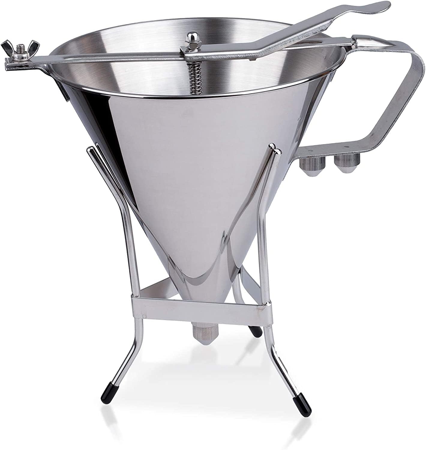 Stainless Steel Funnel With Three Nozzles And Stand - Professional Commercial Cake Decorating Tool