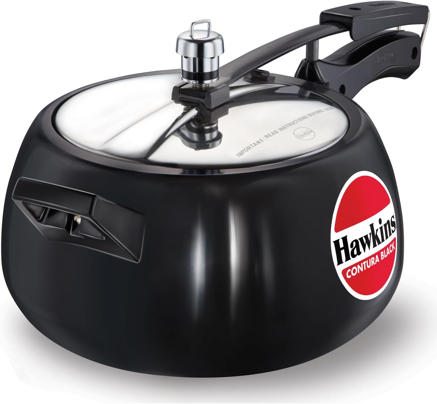 Hawkins Contura Black 5 Litre Pressure Cooker, Hard Anodised Cooker, Handi Cooker, Black (CB50)