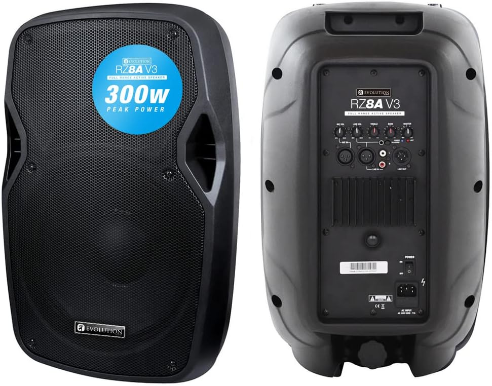 AVC Designs Evolution Audio RZ8A V3 Portable 8" 300W Active Powered Stage DJ Club PA Speaker