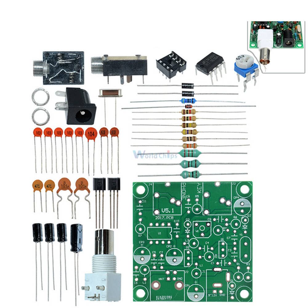 1 Set DIY Radio 40M CW Shortwave Transmitter QRP Pixie Kit Receiver 7.023-7.026MHz Short Wave Transmitter DC 9V-14V