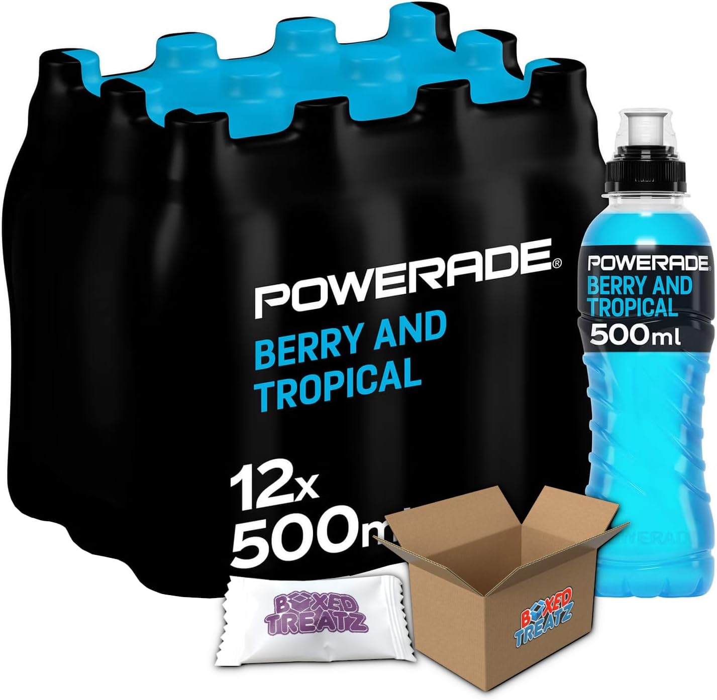 Powerade Berry & Tropical | 12 X 500ml | Great Tasting Isotonic Sports Drink For Hydration & Performance | Boxed Treatz