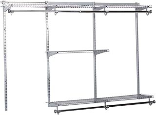 Rubbermaid Configurations Custom Closet Kit, 3-6 Ft. Adjustable Metal Wire Shelving, Titanium Finish, Expandable Organization System, Hardware Included, for Home Closet/Pantry/Laundry/Mudroom