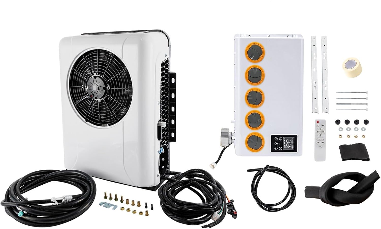 Xuthusman 12V 800W 12000 BTU Electric AC Split Air Conditioner Set For RVs, Trucks, and Tractor Car Cabs- Efficient Cooling(White 12V)