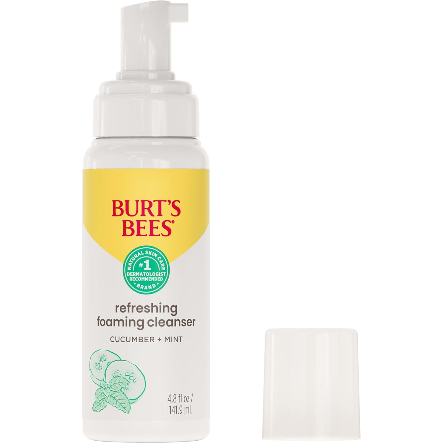 Burt's Bees Back To School Dorm Essentials, Refreshing Foaming Face Cleanser and Natural Face Wash with Cucumber and Mint, 4.8 Fluid