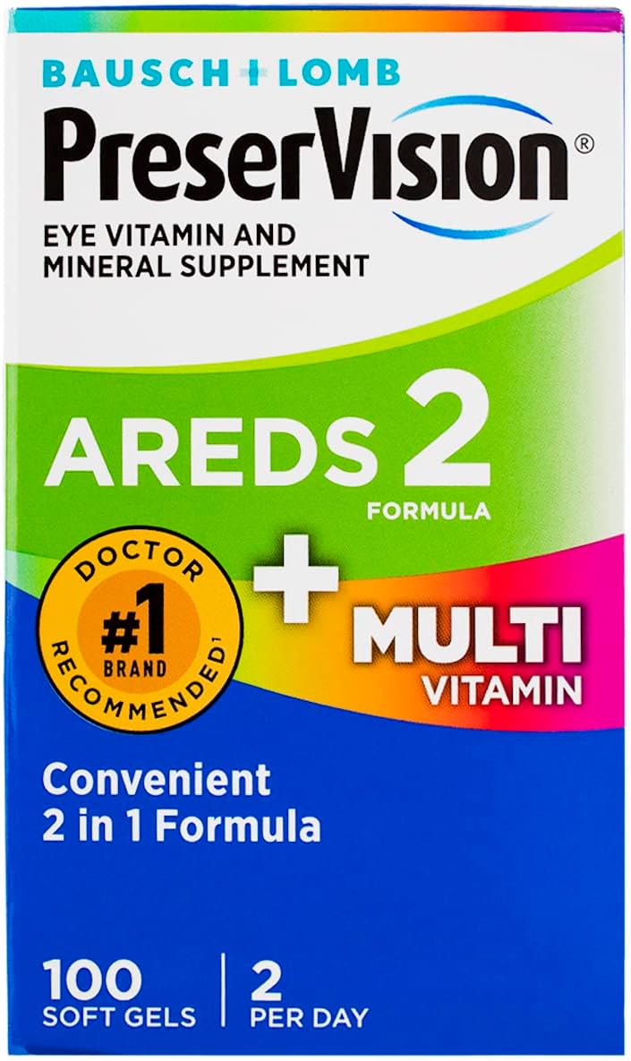 Bausch & Lomb PreserVision Eye Vitamin Mineral, 100 Soft Gels (Pack of 2)