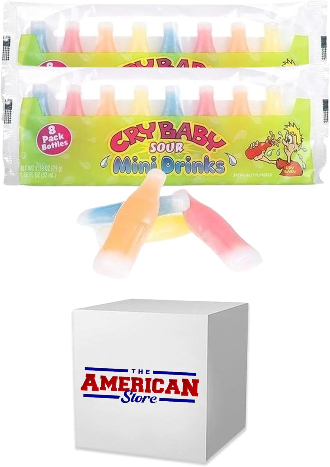 Concord Cry Baby Wax bottles Sour Drinks Jumbo 8's I Pack of 2 (16 Total) I US Import