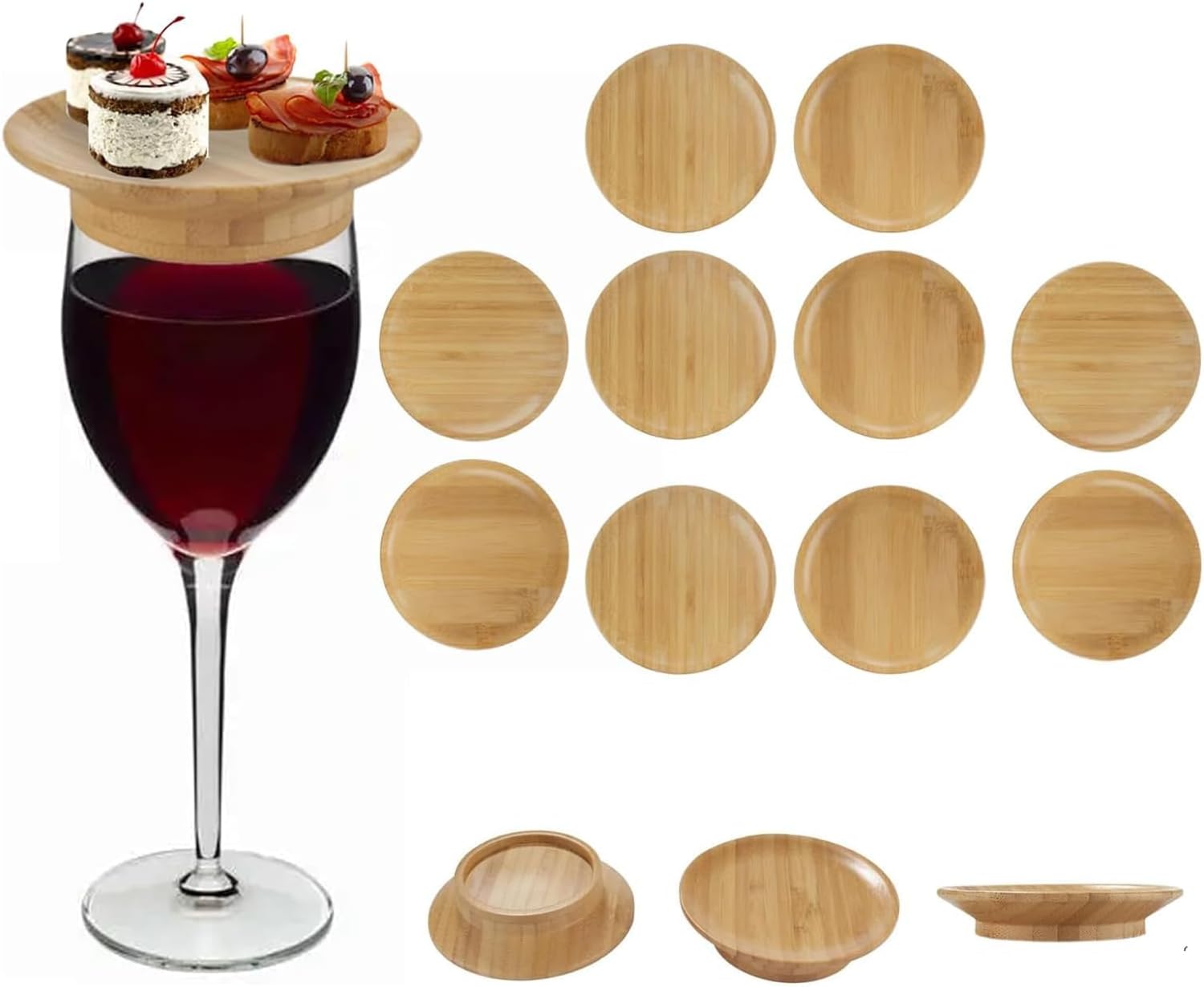 GLSAYZU Bamboo Wine Glass Charcuterie Topper (10PCS)