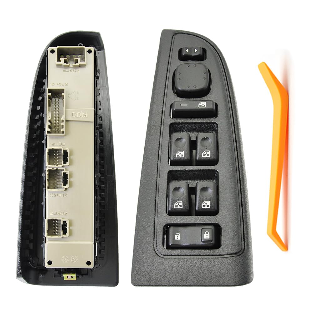 Driver Side Door Lock 15883323 and Master Power Window Switch&Bezel Assembly Compatible with 2003 2004 2005 2006 2007 2008 Chevy Avalanche Silverado Suburban Tahoe Cadillac Escalade GMC Yukon 15181220