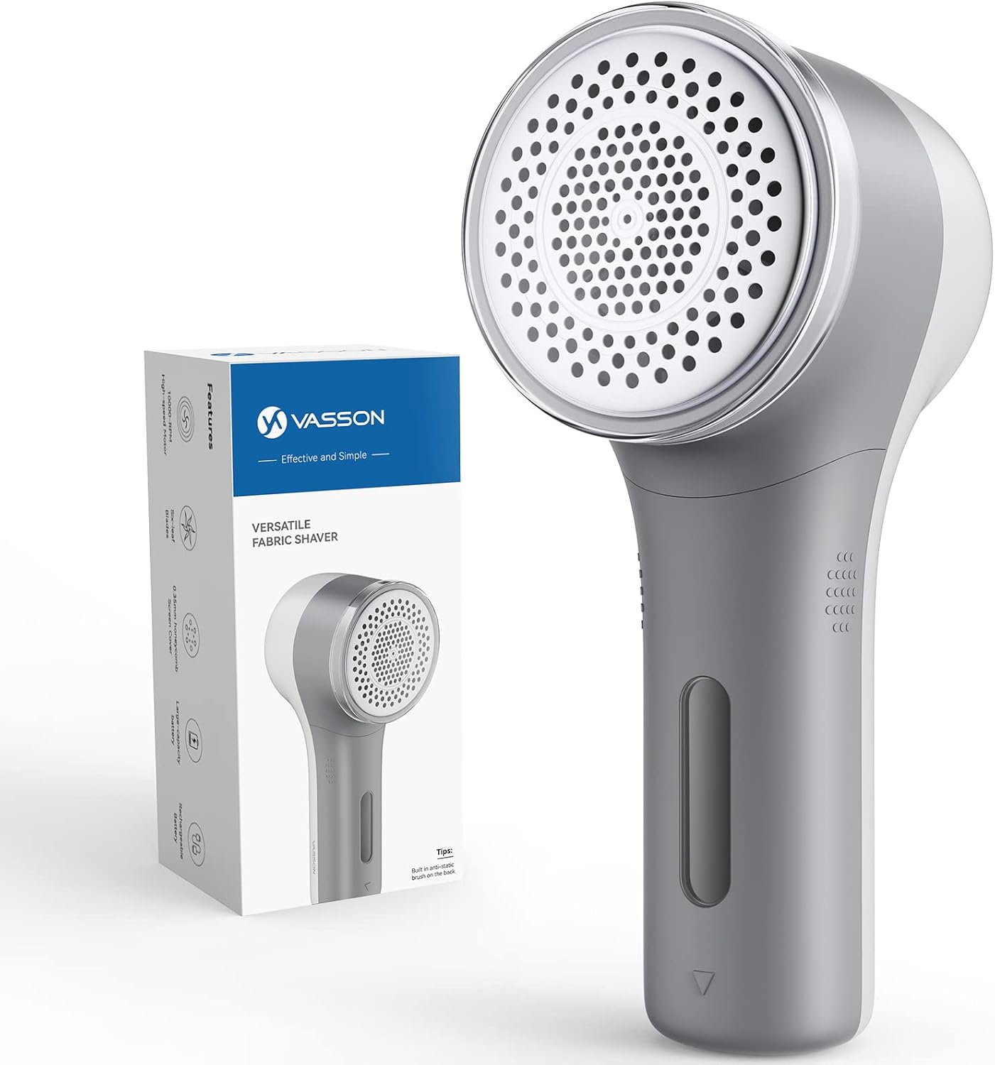 VASSON Bobble Remover & Fabric Shaver - Defuzzer for Clothes (Greyish White)