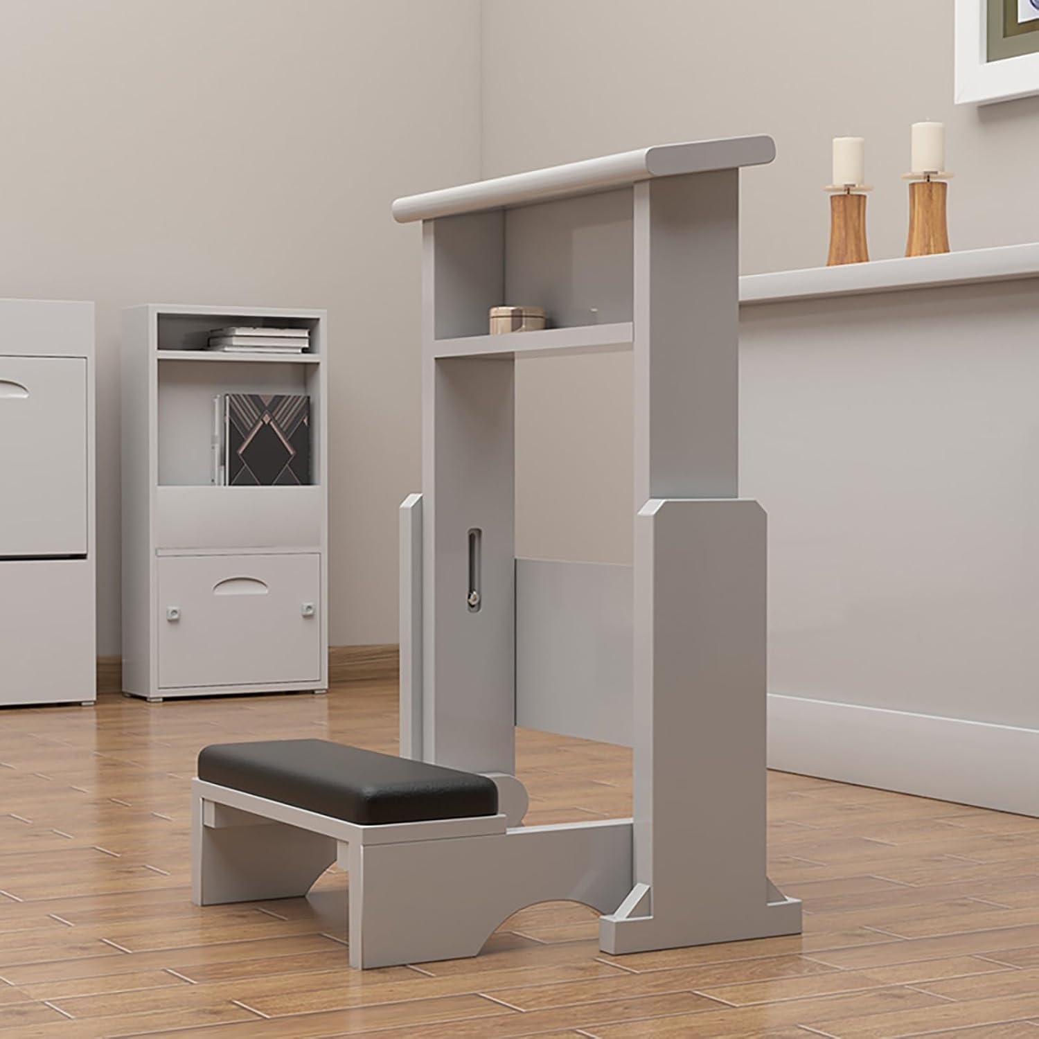 Church Pulpit Kneeling Chair, Foldable Storage, Height Adjustable, A Religious Gift for Kneeling and Meditating at Any Time,Kneeler Stool Prayer Table Chair for Church, Religious Gift(White)